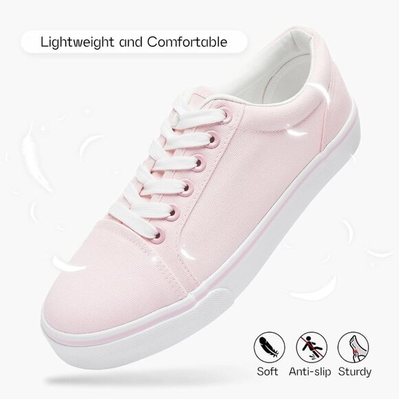 Women's Canvas Sneakers White Casual Flat Heel Athletic Shoes Skateboarding - Picture 5 of 9